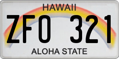 HI license plate ZFO321