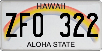 HI license plate ZFO322
