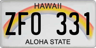 HI license plate ZFO331