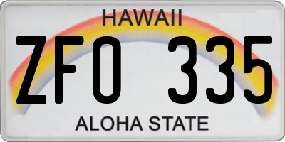 HI license plate ZFO335