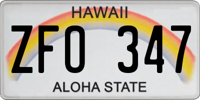 HI license plate ZFO347