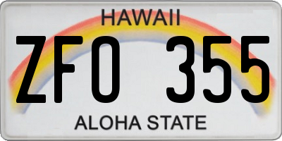 HI license plate ZFO355