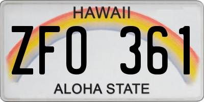 HI license plate ZFO361