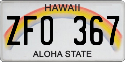 HI license plate ZFO367