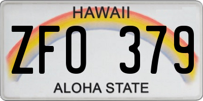 HI license plate ZFO379