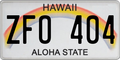 HI license plate ZFO404