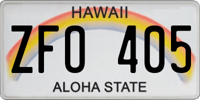 HI license plate ZFO405