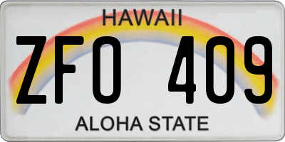 HI license plate ZFO409