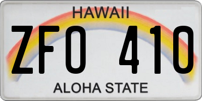 HI license plate ZFO410