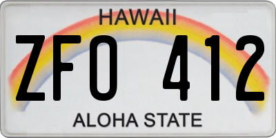 HI license plate ZFO412