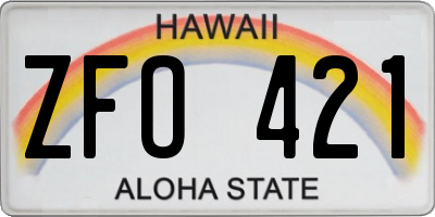HI license plate ZFO421