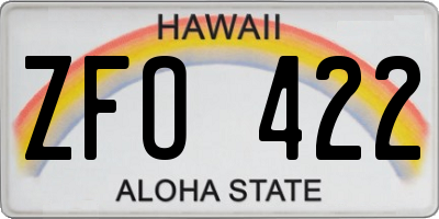 HI license plate ZFO422