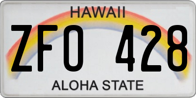 HI license plate ZFO428