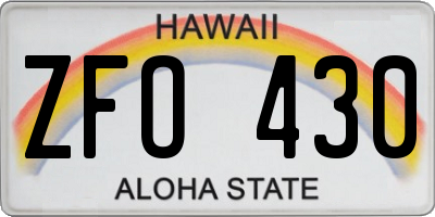 HI license plate ZFO430