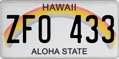 HI license plate ZFO433