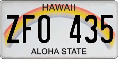 HI license plate ZFO435