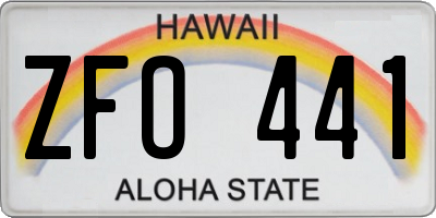HI license plate ZFO441