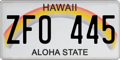 HI license plate ZFO445