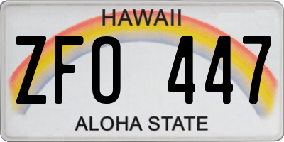 HI license plate ZFO447