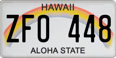 HI license plate ZFO448