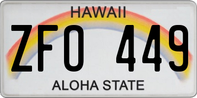 HI license plate ZFO449