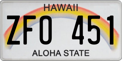 HI license plate ZFO451