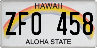 HI license plate ZFO458