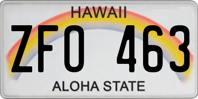 HI license plate ZFO463