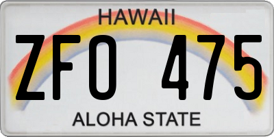 HI license plate ZFO475