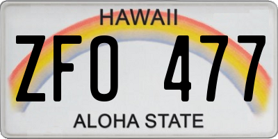 HI license plate ZFO477