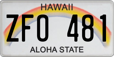 HI license plate ZFO481