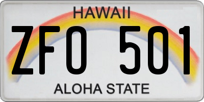 HI license plate ZFO501
