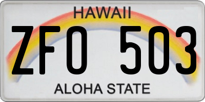 HI license plate ZFO503
