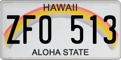 HI license plate ZFO513