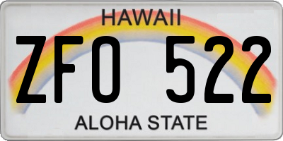 HI license plate ZFO522