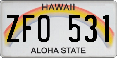 HI license plate ZFO531