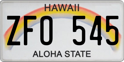 HI license plate ZFO545