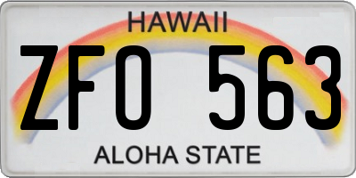 HI license plate ZFO563