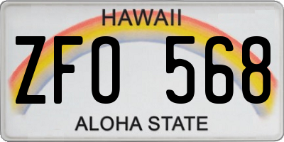 HI license plate ZFO568