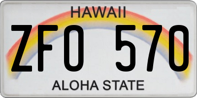 HI license plate ZFO570