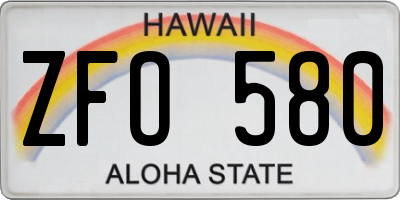 HI license plate ZFO580