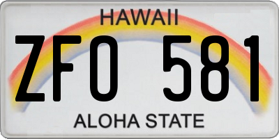 HI license plate ZFO581