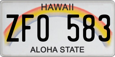 HI license plate ZFO583