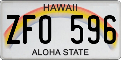 HI license plate ZFO596