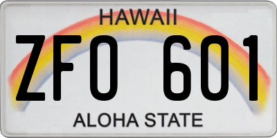 HI license plate ZFO601