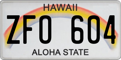 HI license plate ZFO604