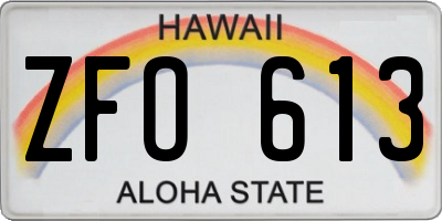 HI license plate ZFO613
