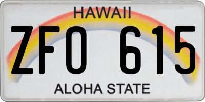 HI license plate ZFO615