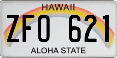 HI license plate ZFO621