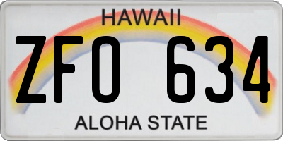 HI license plate ZFO634